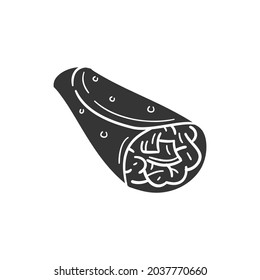 Roll Fast Food Icon Silhouette Illustration. Durum Kebab Vector Graphic Pictogram Symbol Clip Art. Doodle Sketch Black Sign.