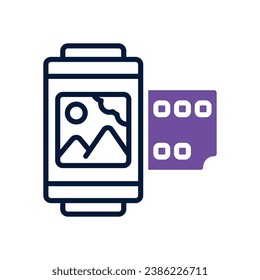 roll film dual tone icon. vector icon for your website, mobile, presentation, and logo design.