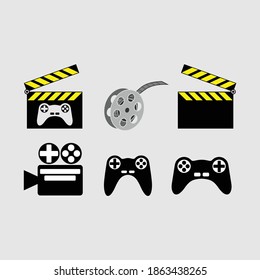 roll film and joy stick games illustration vector