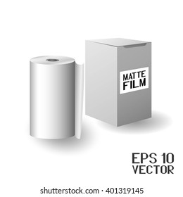 Roll of Film for Typographic Machine. Laminating Film and Packaging. Vector Illustration