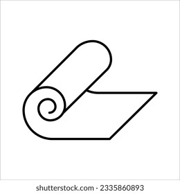 Roll of fitness carpet icon. Yoga floor mat symbol. Linear black style. vector illustration on white background