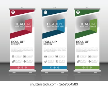 Roll up flyer banner design vertical template vector illustration, 
abstract background, modern publication x-banner