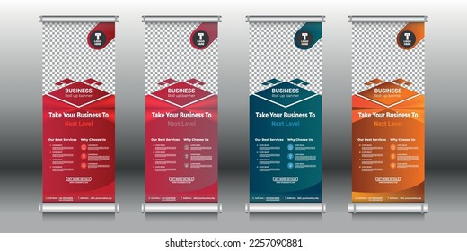 Roll Up Flyer Brochure Banner Template, Vector Background Abstract Textures 