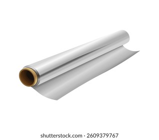 Roll of foil isolated on white background. Vector realistic 3d illustration