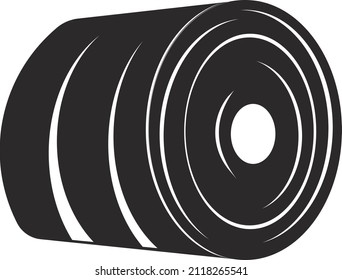 A roll of hay. Black flat symbol. Isolated image on a white background.