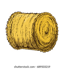 Roll of hay, colorful sketch illustration. Vector