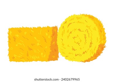 Roll of hay. Round hay bales. Dried haystack isolated on white background. Farming haymow bale hayloft vector illustration, haystack, hayrick