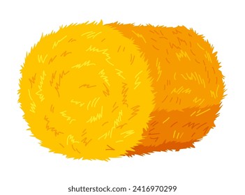 Roll of hay. Round hay bales. Dried haystack isolated on white background. Farming haymow bale hayloft vector illustration, haystack, hayrick