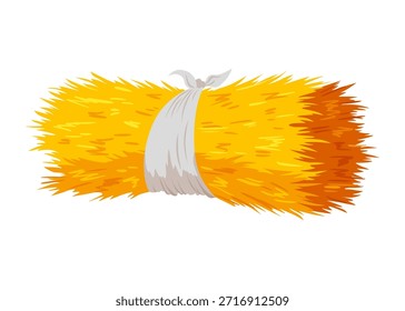 Rolo de feno Fardos de feno redondo. Pilha de feno seca isolada sobre fundo branco. Agropecuária haymow bale hayloft ilustração vetor, palheiro, hayrick