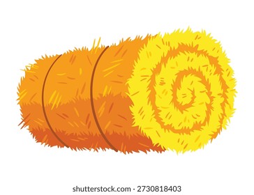 Roll of hay. Round hay bales. Dried haystack isolated on white background. Farming haymow bale hayloft vector illustration, haystack, hayrick