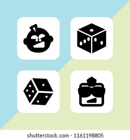 roll icon. 4 roll set with dice and punk vector icons for web and mobile app