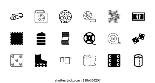 Roll icon. collection of 18 roll filled and outline icons such as cloth hanging, roller skate, movie tape, wrap sandwich. editable roll icons for web and mobile.