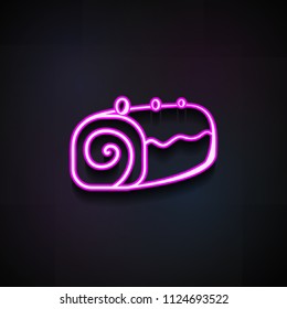 roll icon. Element of Bakery shop icons for mobile concept and web apps. Neon roll icon can be used for web and mobile apps on dark gradient background