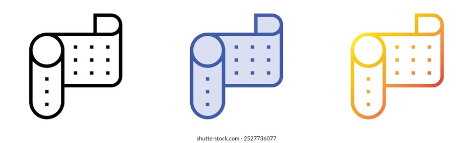 roll icon. Linear, Blue Fill and Gradient Style Design Isolated On White Background