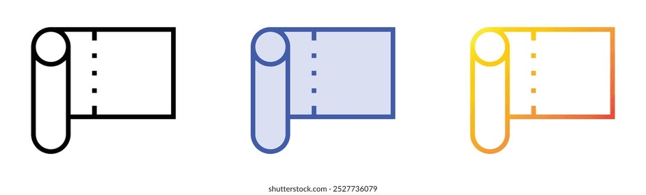 icono de rollo. Lineal, relleno azul y diseño de estilo degradado aislado sobre fondo blanco