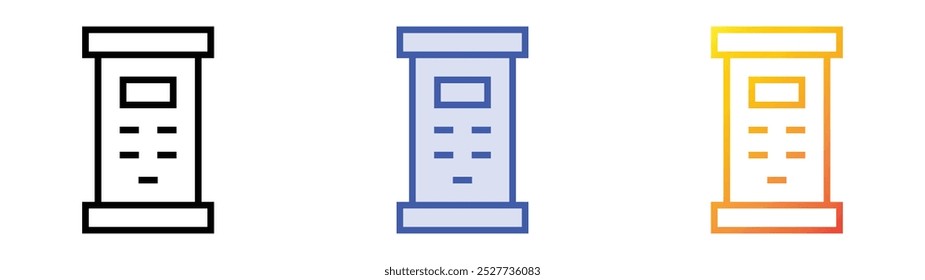 roll up icon. Linear, Blue Fill and Gradient Style Design Isolated On White Background