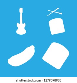 roll icon set about hot dog, guitar and drum vector set