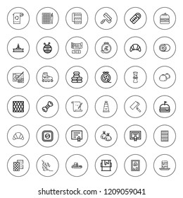 Roll icon set. collection of 36 outline roll icons with bands, beam, carpet, burger, cinnamon roll, croissant, dumpling, diploma, knit, knitting, mat icons. editable icons.