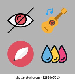 roll icon set. vector set about quill, guitar, blind and printing icons set.