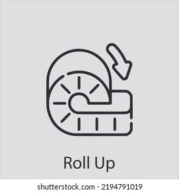 roll up icon vector icon.Editable stroke.linear style sign for use web design and mobile apps,logo.Symbol illustration.Pixel vector graphics - Vector