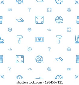 roll icons pattern seamless white background. Included editable outline Dice, foot carpet, movie tape, carpet, paint roller, camera tape icons. roll icons for web and mobile.