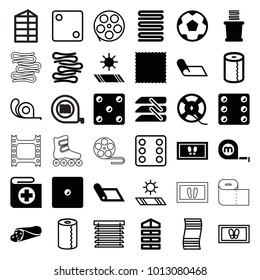 Roll icons. set of 36 editable filled and outline roll icons such as shutter blinds, carpet, towels, foot carpet, paper towel, wrap sandwich, film tape, blinds, dice, tape