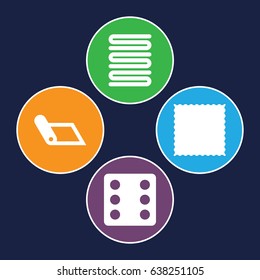 Roll icons set. set of 4 roll filled icons such as dice, carpet