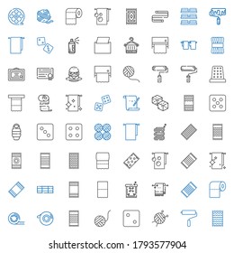 Roll Icons Set. Collection Of Roll With Beach Towel, Paint Roller, Wool Ball, Dice, Scotch, Tape, Toilet Paper, Towel, Carpet, Hay Bale, Towels. Editable And Scalable Roll Icons.