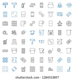 Roll Icons Set. Collection Of Roll With Ink, Dice, Straw Bale, Beach Towel, Towels, Carpet, Towel, Dices, Wool Balls, Wool Ball, Parchment, Toilet Paper. Editable And Scalable Roll Icons.