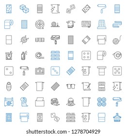 roll icons set. Collection of roll with towel, toilet paper, towels, dice, beach towel, carpet, paint roller, wool balls, burger, yarn ball. Editable and scalable roll icons.