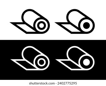 Roll icons set. Designations for a roll of paper, fabric, wallpaper or linoleum. Symbol for printing, printer or construction and repair.