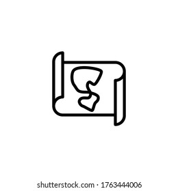 Roll maps icon in black line style icon, style isolated on white background