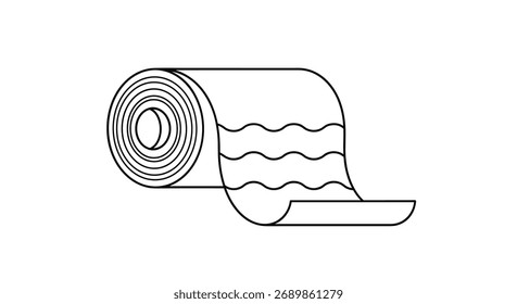 A roll of material with a wavy pattern on the edge.