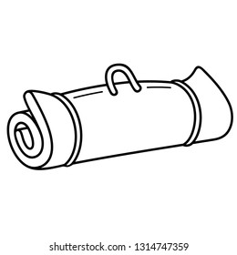 Roll up mattress. Vector outline icon isolated on white background.