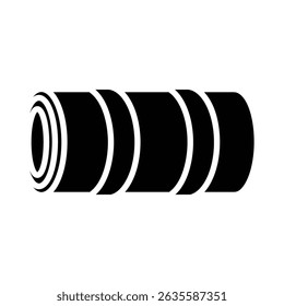 Roll up mattress vector silhouette, rolled camping bed illustration, roll bed clip art, black bed roll icon, camping sleeping bag equipment, fitness carpet mat