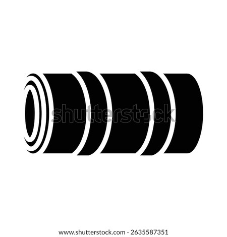 Roll up mattress vector silhouette, rolled camping bed illustration, roll bed clip art, black bed roll icon, camping sleeping bag equipment, fitness carpet mat