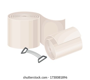 Roll of Medical Bandage for First Aid Treatment Vector Illustration