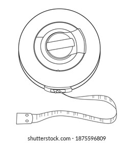 roll meter line vector illustration,isolated on white background, top view