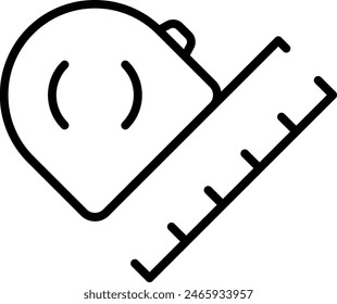 Roll meter measurement icon with black outline style. meter, ruler, tool, measure, measurement, length, equipment. Vector Illustration