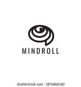 Roll with mind icon shaped logo design illustration