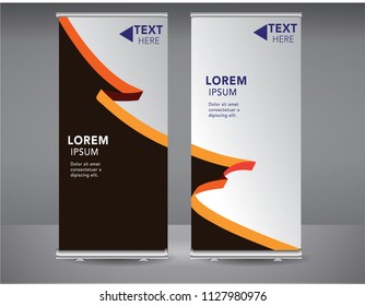 Roll up mockup banner blue standee business brochure template design. Vertical Abstract blue geometric texture background Can be adapt to Brochure, Report, Magazine, Poster, Corporate Presentation.