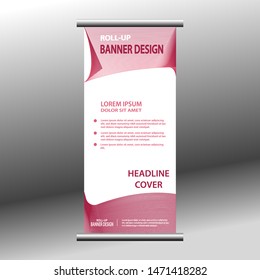 
roll up modern banners. Roll-up banner designs for business services, education, marketing advertising. vertical information board. vector design in red.