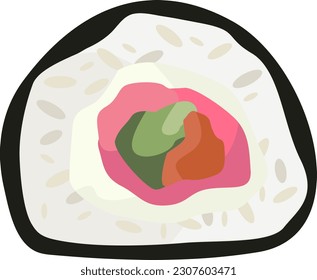 roll with nori and tuna vector illustration