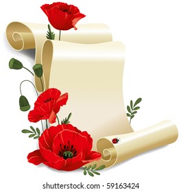 Rolle von altem Papier und Pappchen. Vektorgrafik einzeln auf weißem Hintergrund.