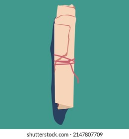 Roll of old paper vector cartoon illustration isolated on background.