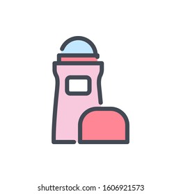 Roll on deodorant color line icon. Roller antiperspirant vector outline colorful sign.