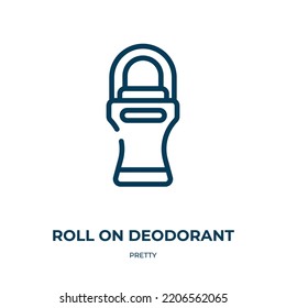 Roll on deodorant icon. Linear vector illustration from pretty collection. Outline roll on deodorant icon vector. Thin line symbol for use on web and mobile apps, logo, print media.