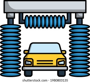 roll over and conveyor washes concept, Automatic car wash service vector color Icon design, Coronavirus car cleaning service Symbol, Vehicle disinfection, Self-Serve Lorry Stock illustration 