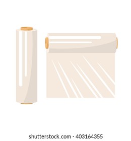 Roll Packaging Film. Icon. Flat Vector Illustration Set