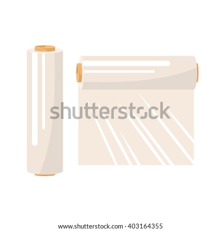 Roll packaging film. Icon. Flat vector illustration set